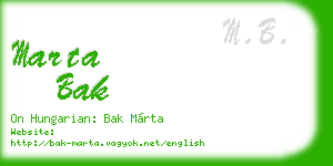 marta bak business card
