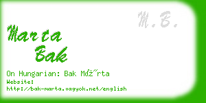 marta bak business card